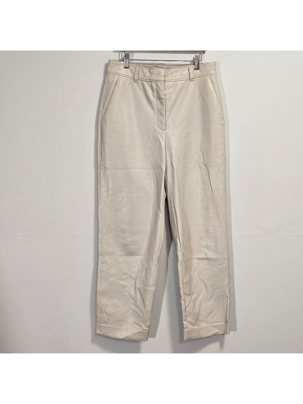 Aritizia Babaton Sincerly Soft Vegan Leather Straight Leg Color Cream Size 8